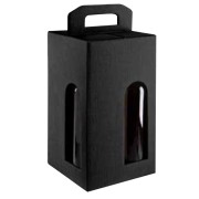 Luxe relatiegeschenken doos zwart met venster - 4-vaks